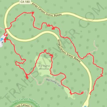 Sequoia Big Stump Trail trail, distance, elevation, map, profile, GPS track