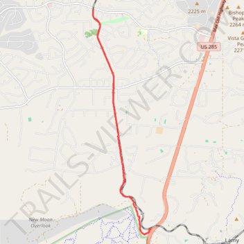 South end of Santa Fe Rail Trail, to Cerro Alto trailhead trail, distance, elevation, map, profile, GPS track