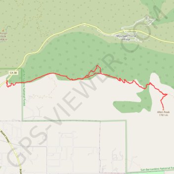 Yucaipa Ridge to Allen Peak trail, distance, elevation, map, profile, GPS track
