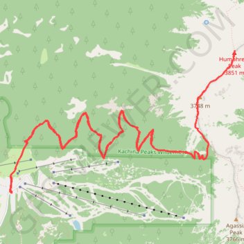 Humphreys Peak trail, distance, elevation, map, profile, GPS track