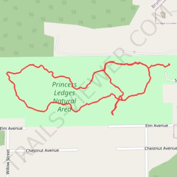 Princess Ledges Nature Reserve trail, distance, elevation, map, profile, GPS track