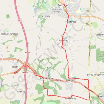 Heath to Bolsover trail, distance, elevation, map, profile, GPS track