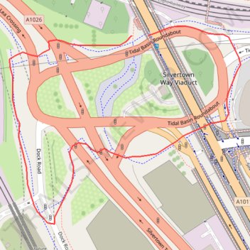 Silvertown Tunnel trail, distance, elevation, map, profile, GPS track