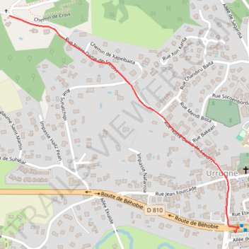 WD1 shorter option walk up from bus stop trail, distance, elevation, map, profile, GPS track
