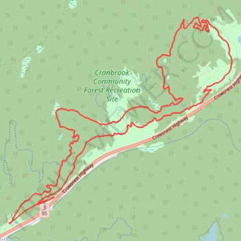Bike trail in Cranbrook Community Forest BC trail, distance, elevation, map, profile, GPS track