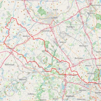 The Trails of Groton with 3k Dirt in Lincoln/Lexington (Arlington Start) trail, distance, elevation, map, profile, GPS track