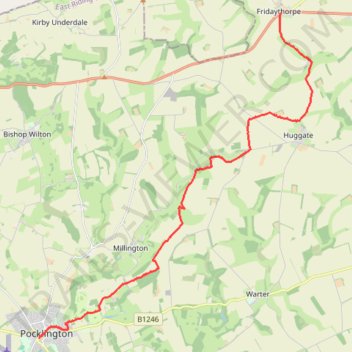 Hike from Pocklington to Fridaythorpe trail, distance, elevation, map, profile, GPS track
