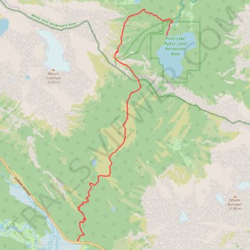 Pinto Lake in backpacking via Sunset Pass Trail trail, distance, elevation, map, profile, GPS track