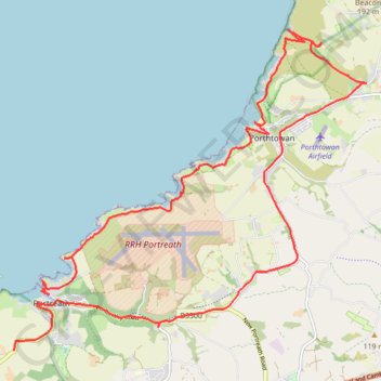 Portreath Oorthtowan Loop trail, distance, elevation, map, profile, GPS track