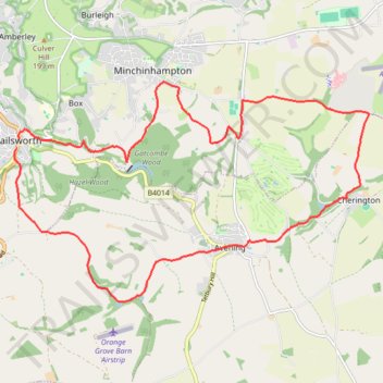 Nailsworth to Cherington loop trail, distance, elevation, map, profile, GPS track