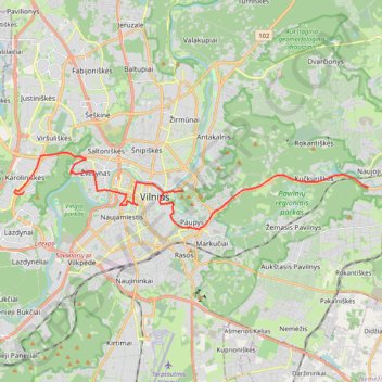 Vilnius 11301 to 54.688170 trail, distance, elevation, map, profile, GPS track