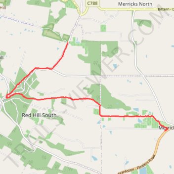 Red Hill to Merricks rail trail walk trail, distance, elevation, map, profile, GPS track