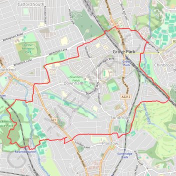 Beckenham Place Park trail, distance, elevation, map, profile, GPS track