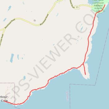 East Coast Trail - Cape Spear Path trail, distance, elevation, map, profile, GPS track