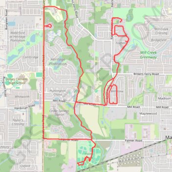 13 Mile Bike, Madison, AL trail, distance, elevation, map, profile, GPS track