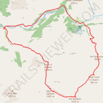 Munro Hillwalk - Ring of Steall trail, distance, elevation, map, profile, GPS track