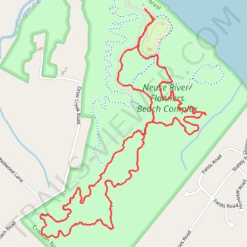 Neuse River/Flanners Beach Complex trail, distance, elevation, map, profile, GPS track