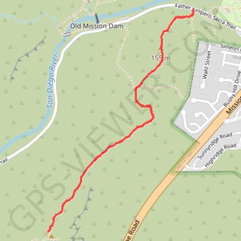 Kwaay Paay Peak Trail in Mission Trails Regional Park trail, distance, elevation, map, profile, GPS track