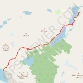 Grinnell Glacier Trail in Glacier National Park trail, distance, elevation, map, profile, GPS track