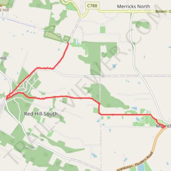 Merricks to Red Hill rail trail walk trail, distance, elevation, map, profile, GPS track