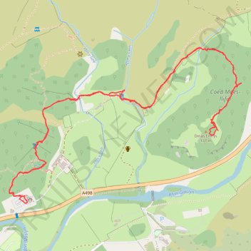 Walk to Dinas Emrys trail, distance, elevation, map, profile, GPS track