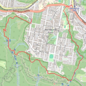 Wentworth Falls Loop trail, distance, elevation, map, profile, GPS track