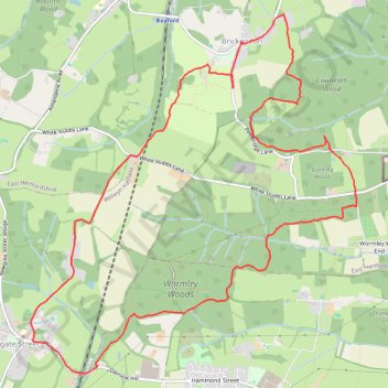 Circuit from Broxbourne Woods trail, distance, elevation, map, profile, GPS track