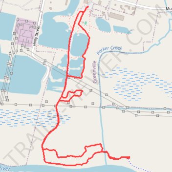 Hike at River Park North, Parker's Creek, Old Eason, and Willow Branch Trails trail, distance, elevation, map, profile, GPS track