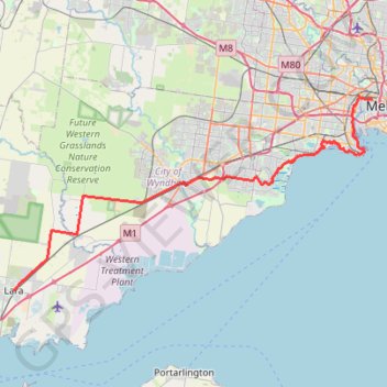 Melbourne - Lara trail, distance, elevation, map, profile, GPS track