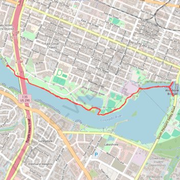 Ann & Roy Butler Trail between I-35 and Wishbone Bridge trail, distance, elevation, map, profile, GPS track