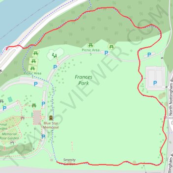 Frances Park trail, distance, elevation, map, profile, GPS track