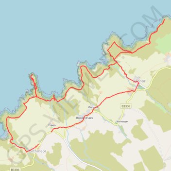 Porthmeor Zennor Loop Hike trail, distance, elevation, map, profile, GPS track