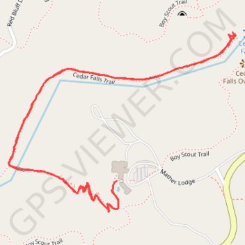 Cedar Falls Trail in Petit Jean State Park trail, distance, elevation, map, profile, GPS track
