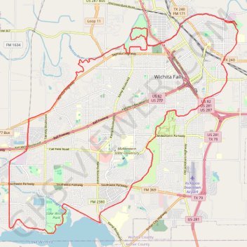 Wichita Falls Loop trail, distance, elevation, map, profile, GPS track