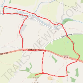 Uploders Shipton Hill Loop Run trail, distance, elevation, map, profile, GPS track