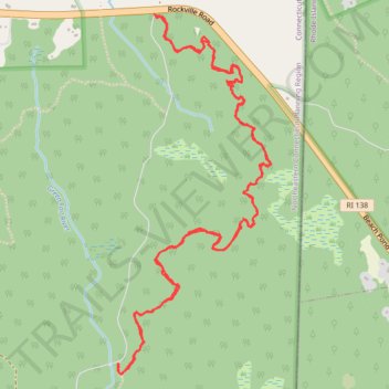 Yellow blazed hiking trail in Green Falls Pond area of Pachaug State Park trail, distance, elevation, map, profile, GPS track