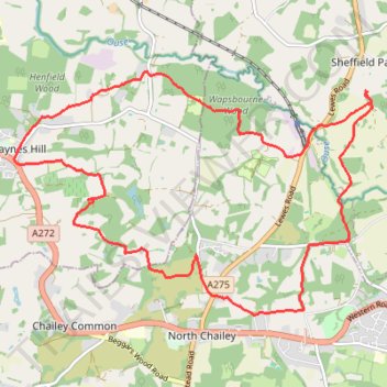 Loop Walk - Scaynes Hill, Shefield Park trail, distance, elevation, map, profile, GPS track