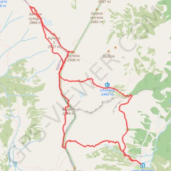 Vihren hut - Vihren - Koncheto - Banski Sukodol - Kazana - V... trail, distance, elevation, map, profile, GPS track