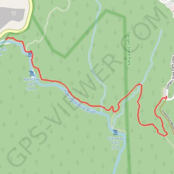Rainbow Falls and Turtleback Falls trail, distance, elevation, map, profile, GPS track