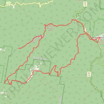 Northbrook Mountain, England Creek and back up via Joyners Break trail, distance, elevation, map, profile, GPS track