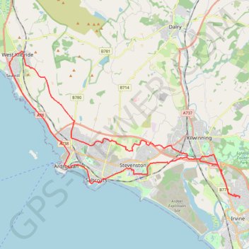 Irvine, Scotland to West Kilbride and back trail, distance, elevation, map, profile, GPS track