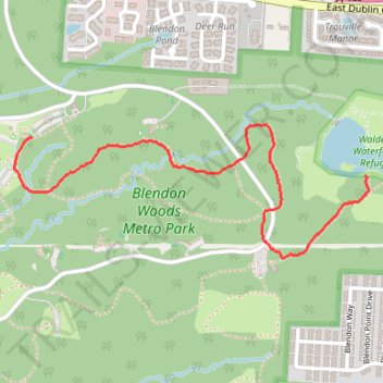 Overlook Trail, Ripple Rock and Lake Trail in Blendon Woods Metro Park trail, distance, elevation, map, profile, GPS track