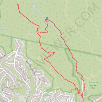 Skull Rock and Temescal Falls Loop in Topanga State Park trail, distance, elevation, map, profile, GPS track