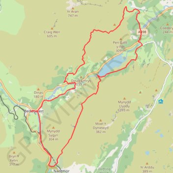 Nantgwynant, Gwynedd - Red Dragon, White Dragon trail, distance, elevation, map, profile, GPS track