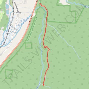 Lye Brook Falls Trail trail, distance, elevation, map, profile, GPS track