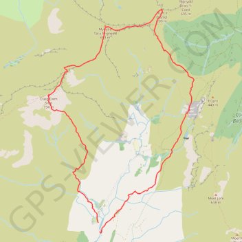 Braich dinas to craig cwm silyn to obelisk and above knife edge, down above slate mineu trail, distance, elevation, map, profile, GPS track