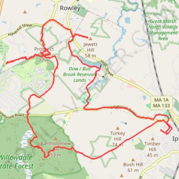 Gravel ride around Prospect Hill trail, distance, elevation, map, profile, GPS track