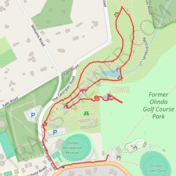 Former Olinda Golf Course Park trail, distance, elevation, map, profile, GPS track
