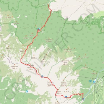 Banderitsa hut - Kutelo - Banski Suhodol peak - Dom Javorov ... trail, distance, elevation, map, profile, GPS track