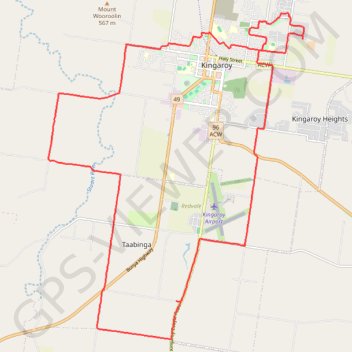Kingaroy Taabinga Boonenne trace trail, distance, elevation, map, profile, GPS track